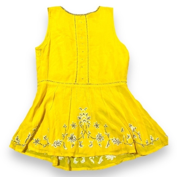 Anthropologie Maeve Calendula Beaded Peplum Top Sz 2 Yellow - Picture 2 of 7